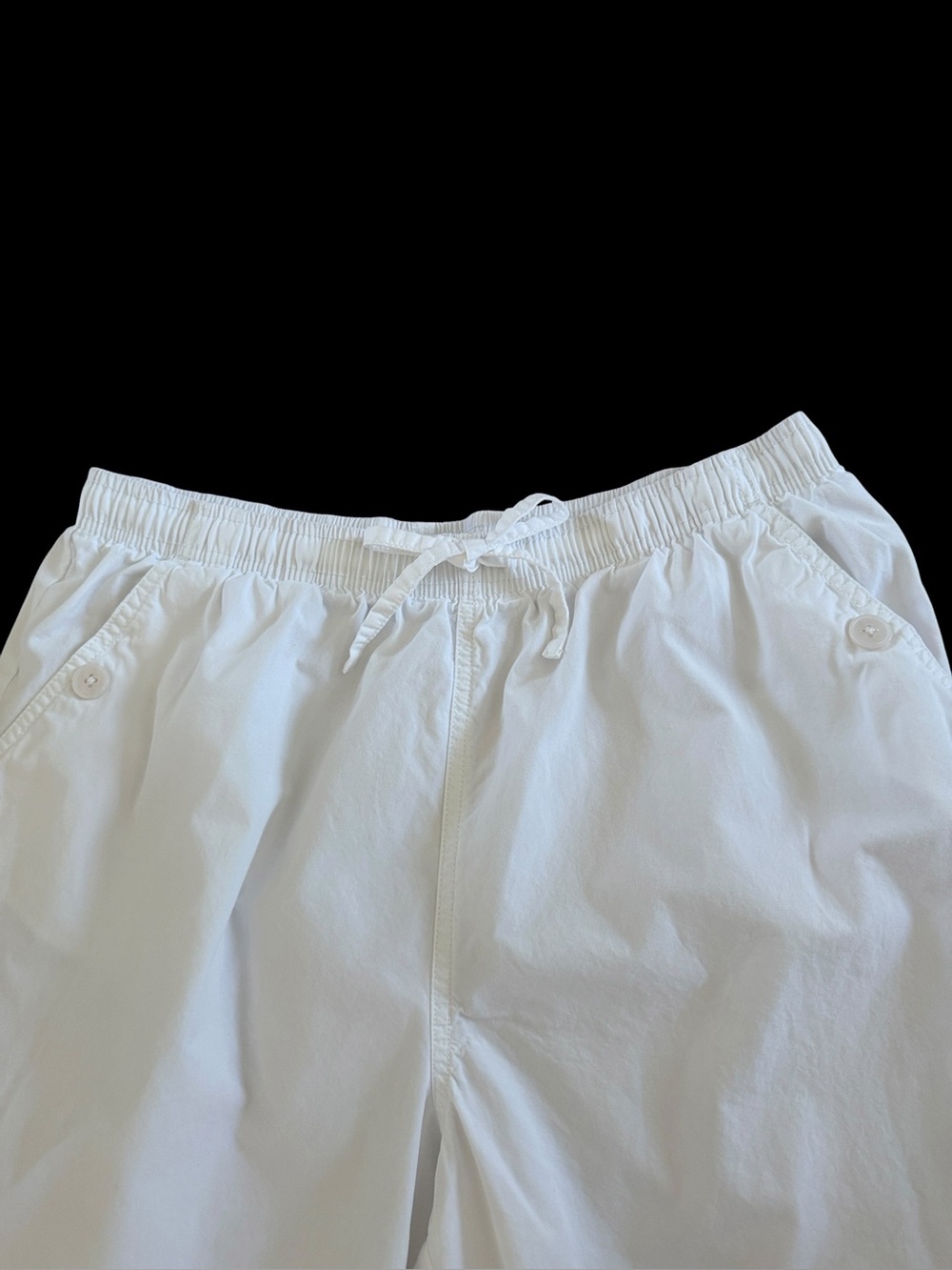 KIM ROGERS PETITE WHITE COTTON CROPPED CAPRI PANTS Elastic Drawstring Waist - Picture 3 of 11